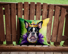 Load image into Gallery viewer, Boston Terrier King of Mardi Gras Throw Pillow - 14x14 Decorative Pillow – Art for Your Home &amp; Patio