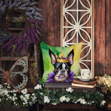 Load image into Gallery viewer, Boston Terrier King of Mardi Gras Throw Pillow - 14x14 Decorative Pillow – Art for Your Home &amp; Patio