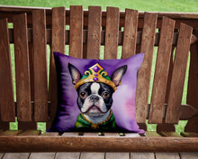 Load image into Gallery viewer, Boston Terrier King of Mardi Gras Throw Pillow - 14x14 Decorative Pillow – Art for Your Home &amp; Patio
