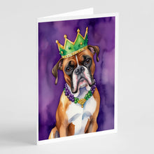 Load image into Gallery viewer, Boxer King of Mardi Gras Greeting Cards - Blank Note Cards – 8-Pack of Artist-Designed Cards with Envelopes