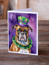 Load image into Gallery viewer, Boxer King of Mardi Gras Greeting Cards - Blank Note Cards – 8-Pack of Artist-Designed Cards with Envelopes