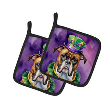 Load image into Gallery viewer, Boxer King of Mardi Gras Pot Holders - Set of 2 Decorative Kitchen Helpers | Made in the USA
