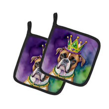 Load image into Gallery viewer, Boxer King of Mardi Gras Pot Holders - Set of 2 Decorative Kitchen Helpers | Made in the USA