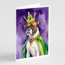 Load image into Gallery viewer, Boxer King of Mardi Gras Greeting Cards - Blank Note Cards – 8-Pack of Artist-Designed Cards with Envelopes