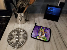 Load image into Gallery viewer, Boxer King of Mardi Gras Pot Holders - Set of 2 Decorative Kitchen Helpers | Made in the USA