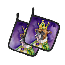 Load image into Gallery viewer, Boxer King of Mardi Gras Pot Holders - Set of 2 Decorative Kitchen Helpers | Made in the USA