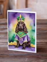 Load image into Gallery viewer, Boykin Spaniel King of Mardi Gras Greeting Cards - Blank Note Cards – 8-Pack of Artist-Designed Cards with Envelopes