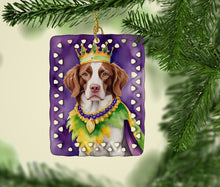 Load image into Gallery viewer, Brittany Spaniel King of Mardi Gras Porcelain Ornament