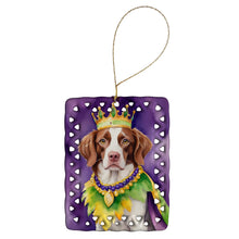 Load image into Gallery viewer, Brittany Spaniel King of Mardi Gras Porcelain Ornament