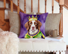 Load image into Gallery viewer, Brittany Spaniel King of Mardi Gras Throw Pillow - 14x14 Decorative Pillow – Art for Your Home &amp; Patio
