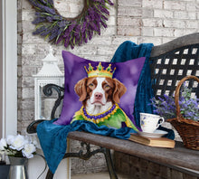 Load image into Gallery viewer, Brittany Spaniel King of Mardi Gras Throw Pillow