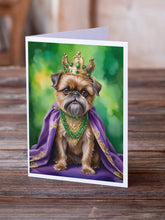 Load image into Gallery viewer, Brussels Griffon King of Mardi Gras Greeting Cards - Blank Note Cards – 8-Pack of Artist-Designed Cards with Envelopes