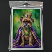 Load image into Gallery viewer, Brussels Griffon King of Mardi Gras Greeting Cards - Blank Note Cards – 8-Pack of Artist-Designed Cards with Envelopes