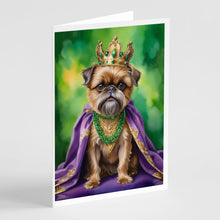 Load image into Gallery viewer, Brussels Griffon King of Mardi Gras Greeting Cards - Blank Note Cards – 8-Pack of Artist-Designed Cards with Envelopes