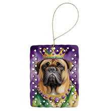 Load image into Gallery viewer, Bullmastiff King of Mardi Gras Porcelain Ornament