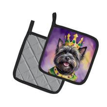 Load image into Gallery viewer, Cairn Terrier King of Mardi Gras Pot Holders - Set of 2 Decorative Kitchen Helpers | Made in the USA