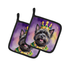 Load image into Gallery viewer, Cairn Terrier King of Mardi Gras Pot Holders - Set of 2 Decorative Kitchen Helpers | Made in the USA