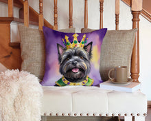 Load image into Gallery viewer, Cairn Terrier King of Mardi Gras Throw Pillow - 14x14 Decorative Pillow – Art for Your Home &amp; Patio