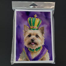 Load image into Gallery viewer, Cairn Terrier King of Mardi Gras Greeting Cards - Blank Note Cards – 8-Pack of Artist-Designed Cards with Envelopes