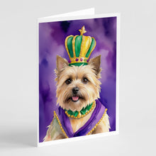 Load image into Gallery viewer, Cairn Terrier King of Mardi Gras Greeting Cards - Blank Note Cards – 8-Pack of Artist-Designed Cards with Envelopes