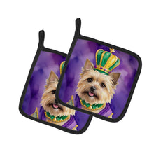 Load image into Gallery viewer, Cairn Terrier King of Mardi Gras Pot Holders - Set of 2 Decorative Kitchen Helpers | Made in the USA