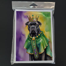 Load image into Gallery viewer, Cane Corso King of Mardi Gras Greeting Cards - Blank Note Cards – 8-Pack of Artist-Designed Cards with Envelopes