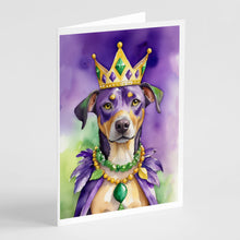 Load image into Gallery viewer, Catahoula King of Mardi Gras Greeting Cards - Blank Note Cards – 8-Pack of Artist-Designed Cards with Envelopes