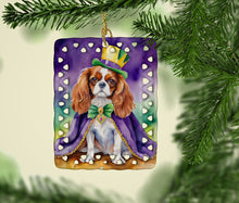 Load image into Gallery viewer, Cavalier Spaniel King of Mardi Gras Porcelain Ornament