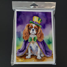 Load image into Gallery viewer, Cavalier Spaniel King of Mardi Gras Greeting Cards - Blank Note Cards – 8-Pack of Artist-Designed Cards with Envelopes