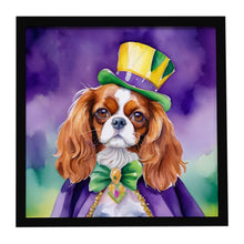 Load image into Gallery viewer, Cavalier Spaniel King of Mardi Gras Framed Metal Print