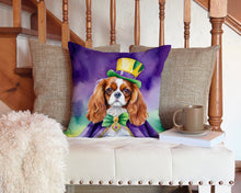 Load image into Gallery viewer, Cavalier Spaniel King of Mardi Gras Throw Pillow - 14x14 Decorative Pillow – Art for Your Home &amp; Patio