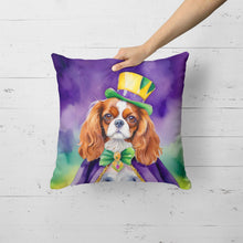 Load image into Gallery viewer, Cavalier Spaniel King of Mardi Gras Throw Pillow