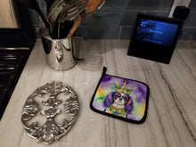 Load image into Gallery viewer, Cavalier Spaniel King of Mardi Gras Pot Holders - Set of 2 Decorative Kitchen Helpers | Made in the USA