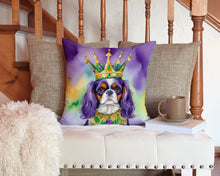 Load image into Gallery viewer, Cavalier Spaniel King of Mardi Gras Throw Pillow - 14x14 Decorative Pillow – Art for Your Home &amp; Patio