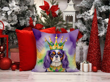 Load image into Gallery viewer, Cavalier Spaniel King of Mardi Gras Throw Pillow