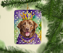 Load image into Gallery viewer, Chesapeake Bay Retriever King of Mardi Gras Porcelain Ornament