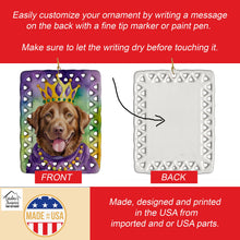 Load image into Gallery viewer, Chesapeake Bay Retriever King of Mardi Gras Porcelain Ornament