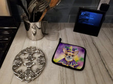 Load image into Gallery viewer, Chihuahua King of Mardi Gras Pot Holders - Set of 2 Decorative Kitchen Helpers | Made in the USA