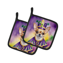 Load image into Gallery viewer, Chihuahua King of Mardi Gras Pot Holders - Set of 2 Decorative Kitchen Helpers | Made in the USA