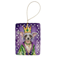 Load image into Gallery viewer, Chinese Crested King of Mardi Gras Porcelain Ornament