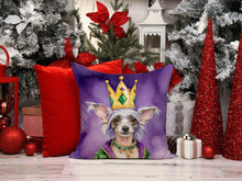 Load image into Gallery viewer, Chinese Crested King of Mardi Gras Throw Pillow - 14x14 Decorative Pillow – Art for Your Home &amp; Patio