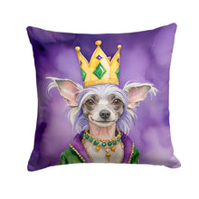 Load image into Gallery viewer, Chinese Crested King of Mardi Gras Throw Pillow - 14x14 Decorative Pillow – Art for Your Home &amp; Patio