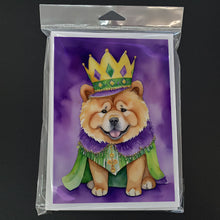 Load image into Gallery viewer, Chow Chow King of Mardi Gras Greeting Cards - Blank Note Cards – 8-Pack of Artist-Designed Cards with Envelopes