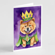 Load image into Gallery viewer, Chow Chow King of Mardi Gras Greeting Cards - Blank Note Cards – 8-Pack of Artist-Designed Cards with Envelopes