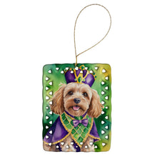 Load image into Gallery viewer, Cockapoo King of Mardi Gras Porcelain Ornament