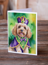 Load image into Gallery viewer, Cockapoo King of Mardi Gras Greeting Cards - Blank Note Cards – 8-Pack of Artist-Designed Cards with Envelopes