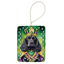 Load image into Gallery viewer, Cocker Spaniel King of Mardi Gras Porcelain Ornament
