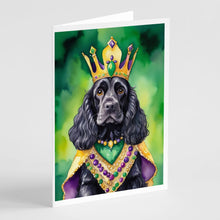 Load image into Gallery viewer, Cocker Spaniel King of Mardi Gras Greeting Cards - Blank Note Cards – 8-Pack of Artist-Designed Cards with Envelopes