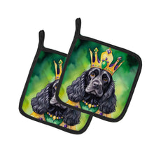 Load image into Gallery viewer, Cocker Spaniel King of Mardi Gras Pot Holders - Set of 2 Decorative Kitchen Helpers | Made in the USA