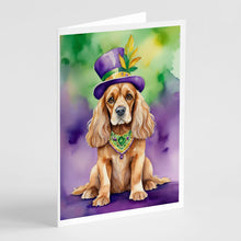 Load image into Gallery viewer, Cocker Spaniel King of Mardi Gras Greeting Cards - Blank Note Cards – 8-Pack of Artist-Designed Cards with Envelopes